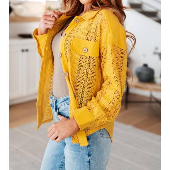 NEW VERY J sweeter than nectar lace button down in honey - Picture 3 of 5